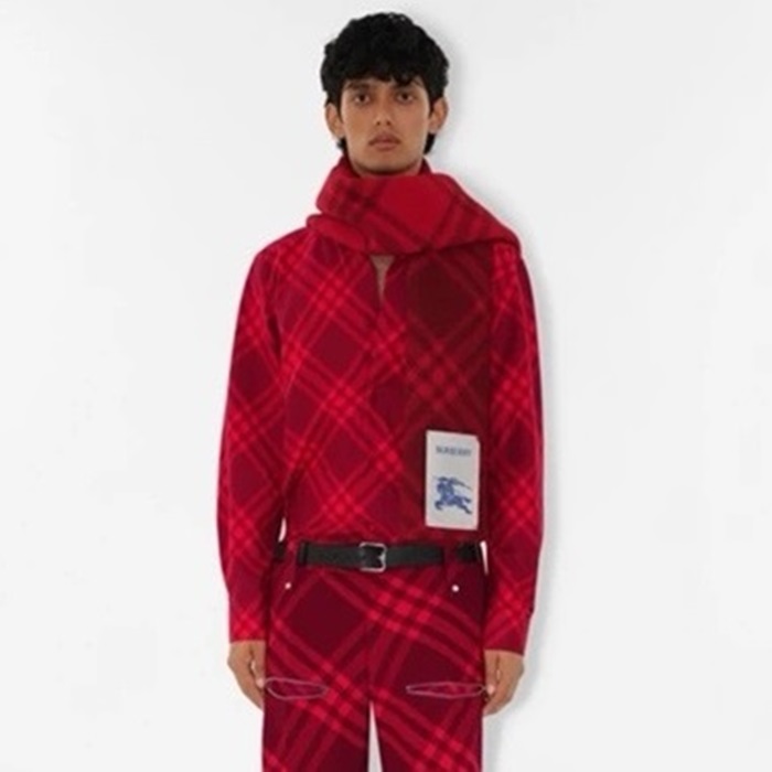 バーバリーユニセックスレッドマフラーc1813