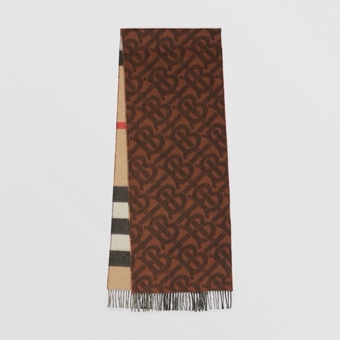 バーバリーユニセックスベージュ両面マフラーc1815