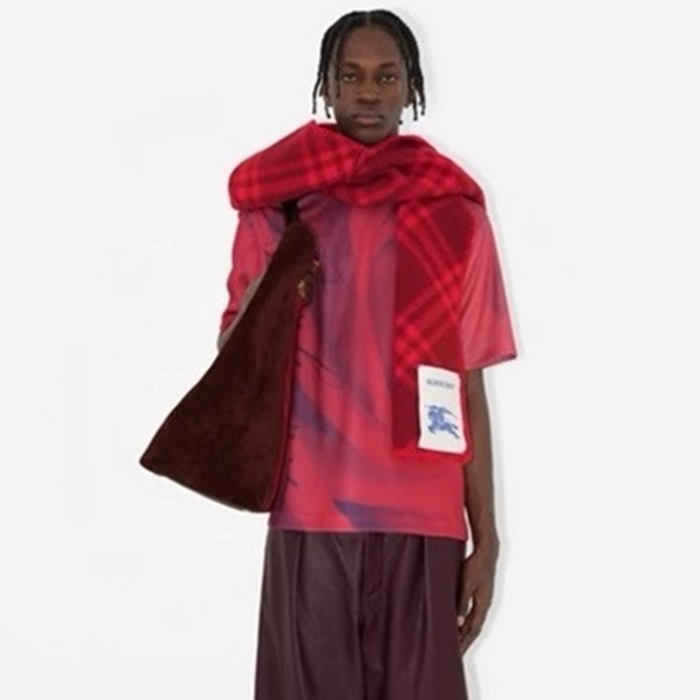 バーバリーユニセックスレッドマフラーc1816