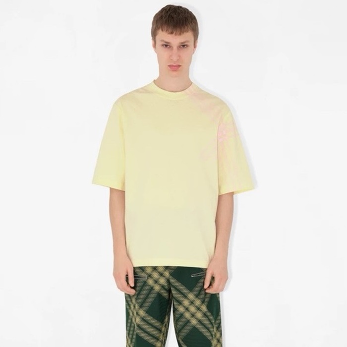 バーバリーメンズイエロークルーネック半袖Tシャツc253