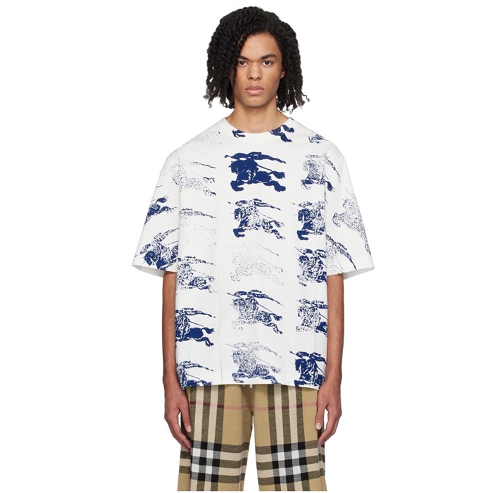 バーバリーメンズホワイトクルーネック半袖Tシャツc262