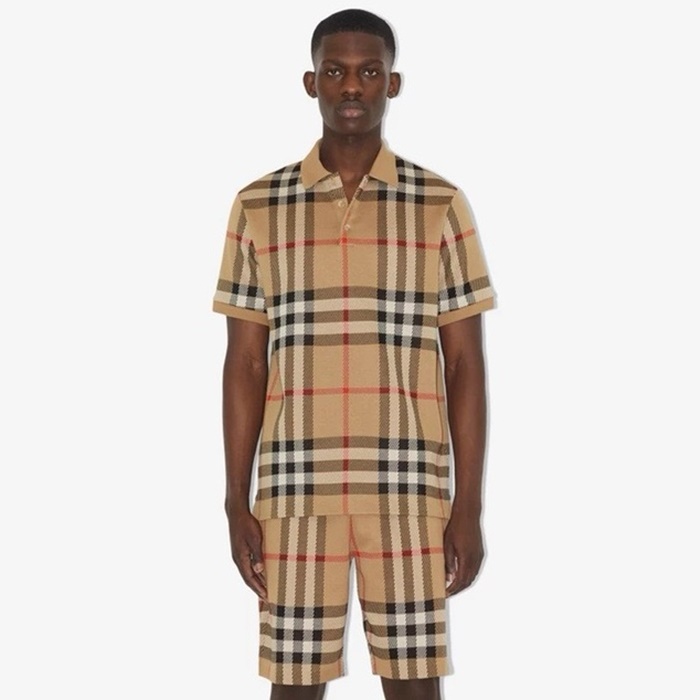 バーバリーメンズベージュポロ半袖Tシャツc272