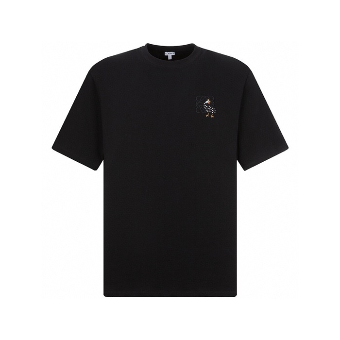 ロエベユニセックスイニシャルブラック半袖Tシャツc280