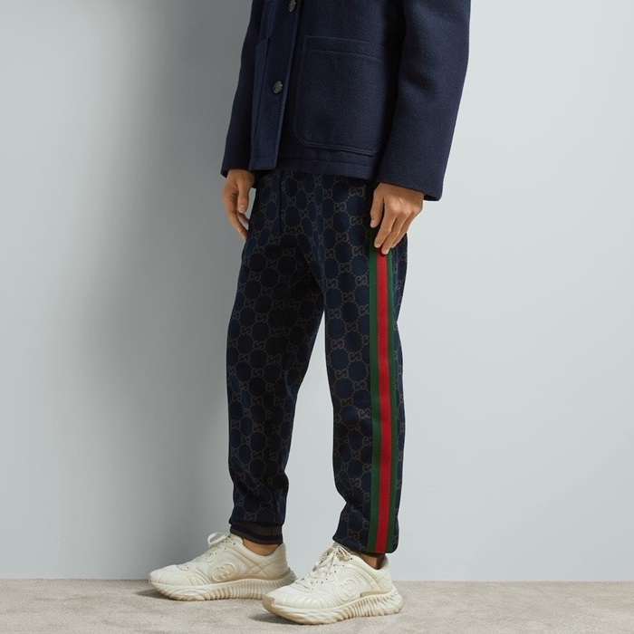 グッチメンズネイビートレーニングパンツc299