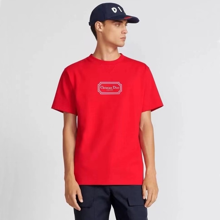 ディオールメンズレッド半袖Tシャツc285