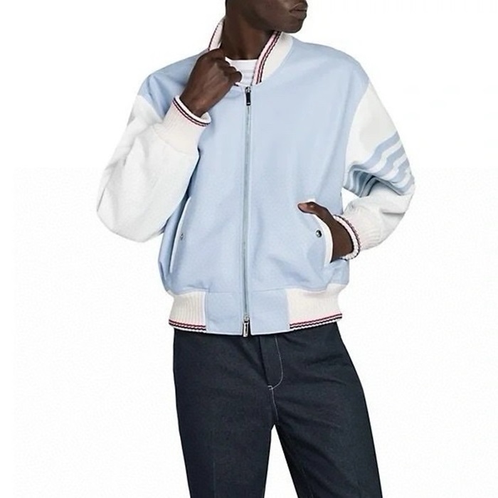 トムブラウンメンズブルーレザージャケットc329