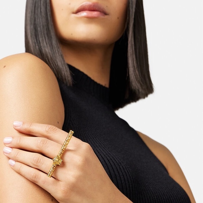 ヴェルサーチェレディースイエローゴールドリングc1887