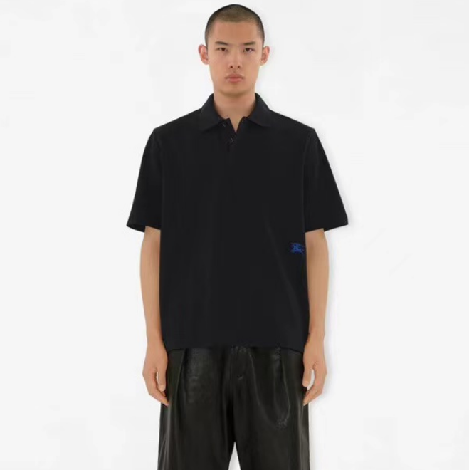 バーバリーメンズブラックポロ半袖Tシャツc284