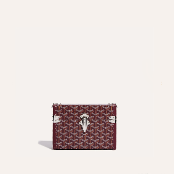 ゴヤールユニセックスバーガンディカセットトランクバッグb1383