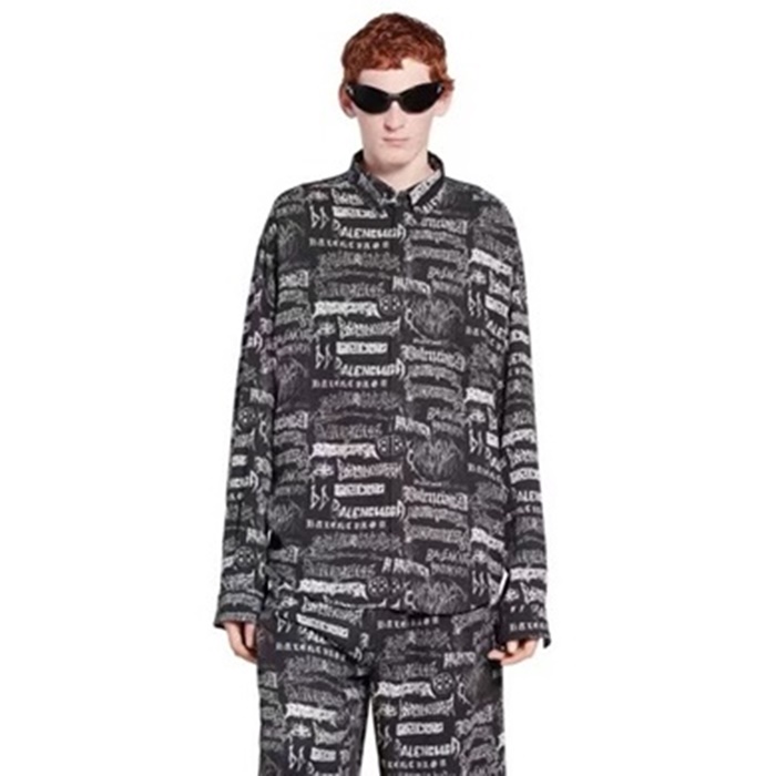 バレンシアガトレンディメンズブラックシャツc204