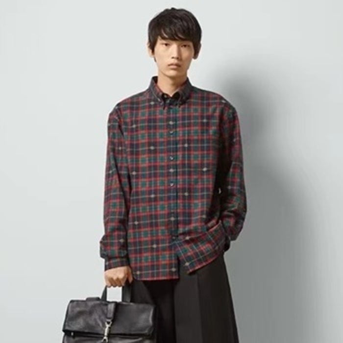 グッチメンズネイビーシャツc351