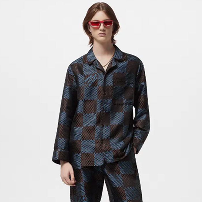 ルイヴィトンメンズネイビーシャツc345