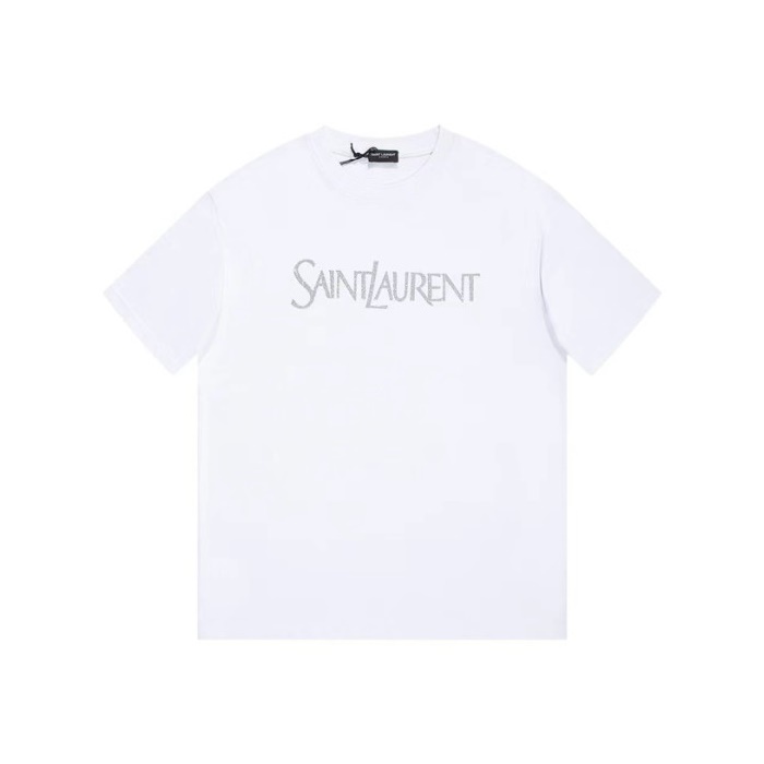 サンローランメンズホワイト半袖Tシャツc15