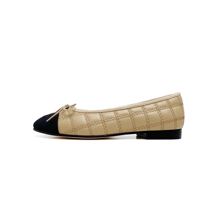 シャネルレディースベージュバレリーナフラットs362