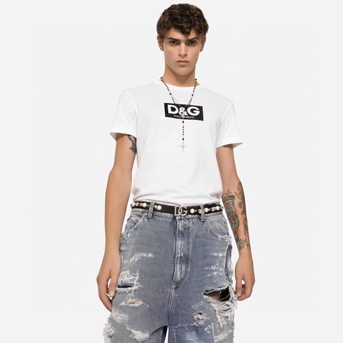 ドルチェ＆ガッバーナメンズホワイト半袖Tシャツc12