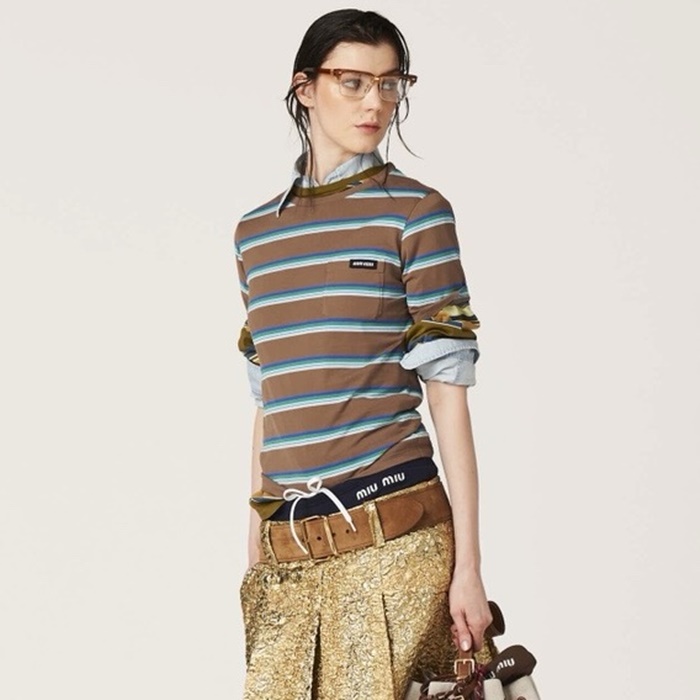 ミュウミュウレディースブラウンシャツc350