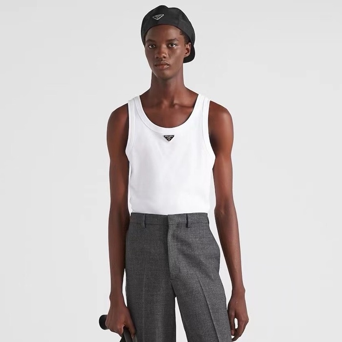 プラダメンズホワイトタンクトップc366