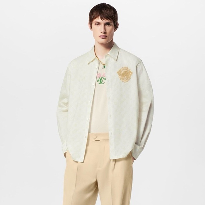 ルイヴィトンメンズアイボリーシャツc373