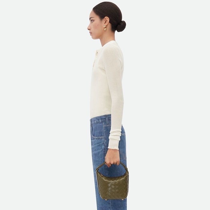 ボッテガヴェネタレディースカーキウォレスハンドバッグb1481