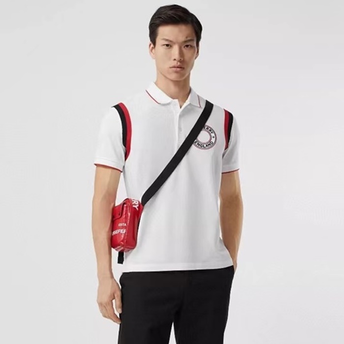 バーバリーメンズホワイトポロ半袖Tシャツc320