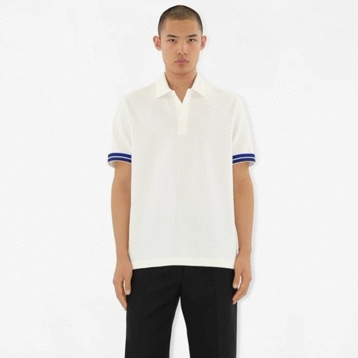 バーバリーメンズホワイト半袖ポロシャツc489
