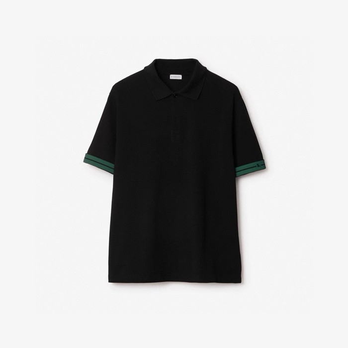 バーバリーメンズブラック半袖ポロシャツc491