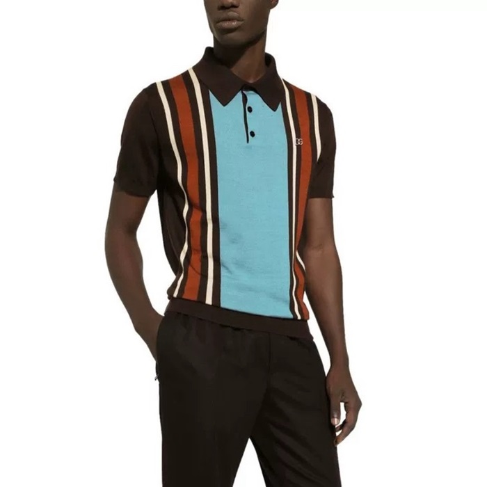 ドルチェ＆ガッバーナメンズブラウンポロ半袖Tシャツc15