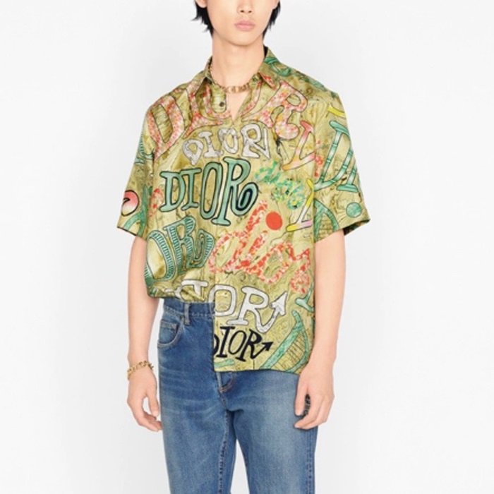 ディオールメンズイエロー半袖シャツc565