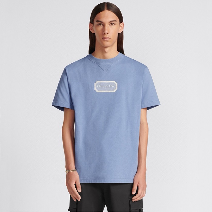 ディオールメンズブルー半袖Tシャツc572