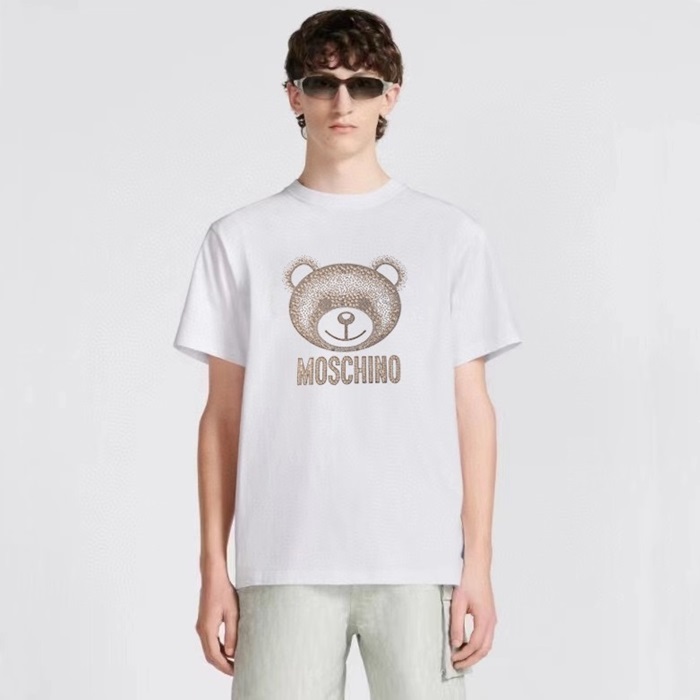 モスキーノユニセックスホワイト半袖Tシャツc590