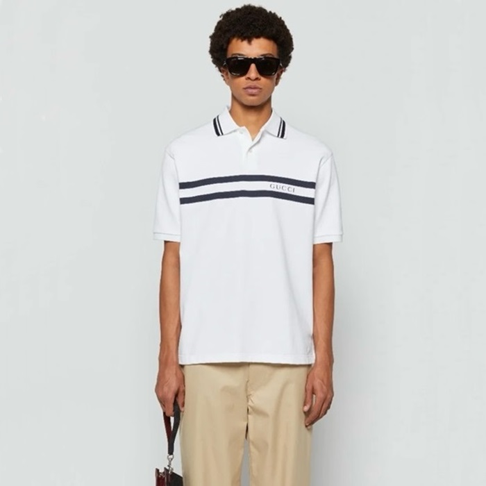 グッチメンズホワイトポロシャツc619