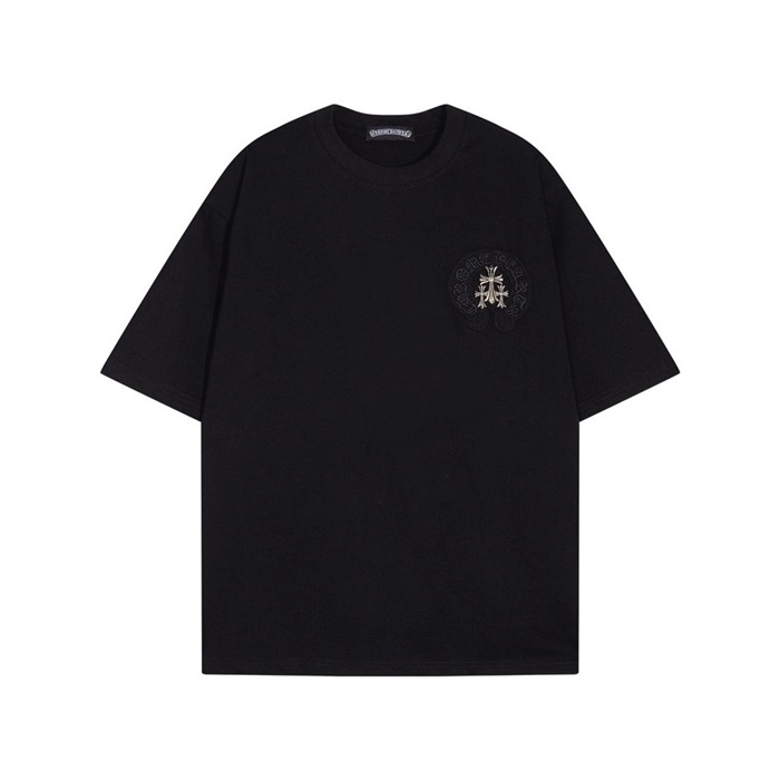 クロムハーツメンズブラック半袖Tシャツc655