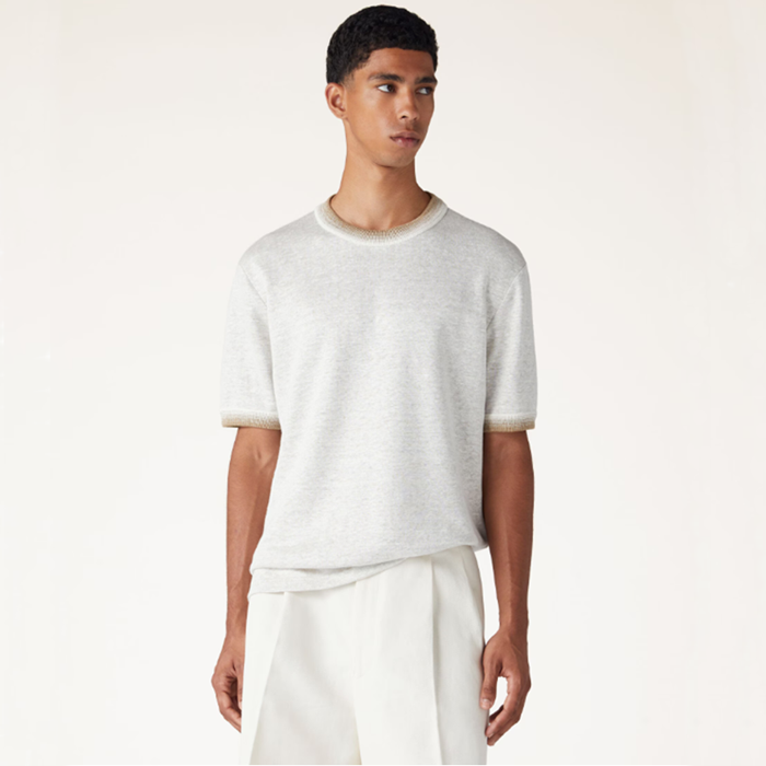 ロロピアーナメンズベージュ半袖Tシャツc340