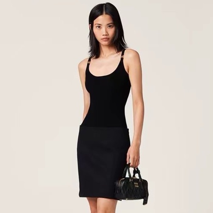 ミュウミュウレディースブラックタンクトップc891