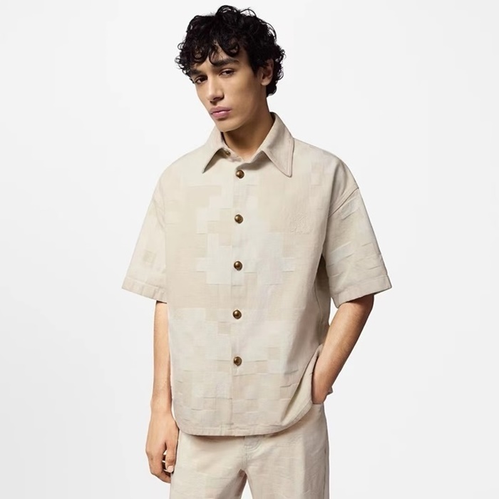 ルイヴィトンメンズアイボリー半袖シャツc887