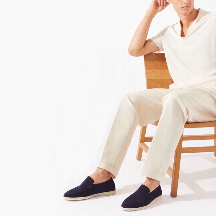 ロロピアーナメンズネイビーローファーs722