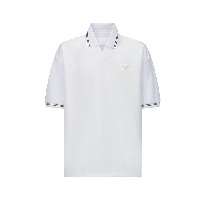 プラダメンズホワイトポロ半袖Tシャツc952