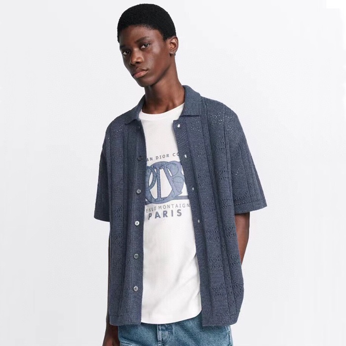 ディオールメンズブルー半袖Tシャツc958