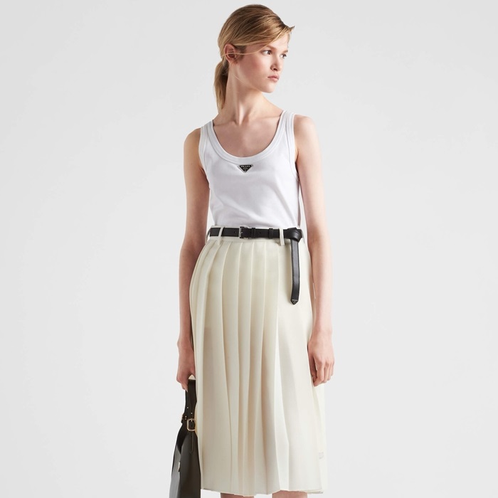 プラダレディースホワイトタンクトップc984