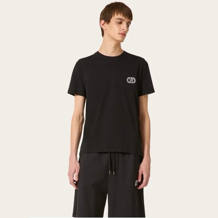 ヴァレンティノメンズブラック半袖Tシャツc1050