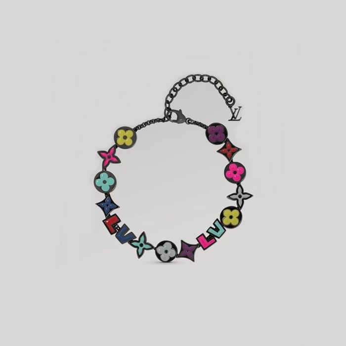 ルイヴィトンレディースブラックゴールドブレスレットc1950