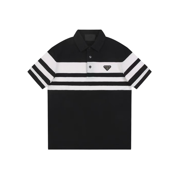 プラダメンズブラック半袖ポロシャツc1089