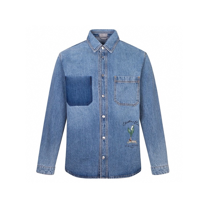 ディオールメンズブルーシャツドレスシャツc1157