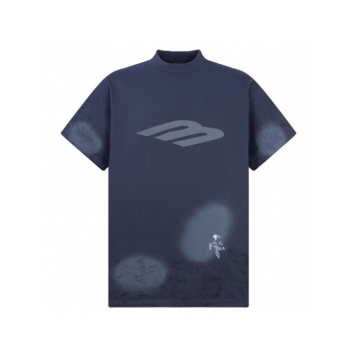 バレンシアガメンズネイビー半袖Tシャツc1173