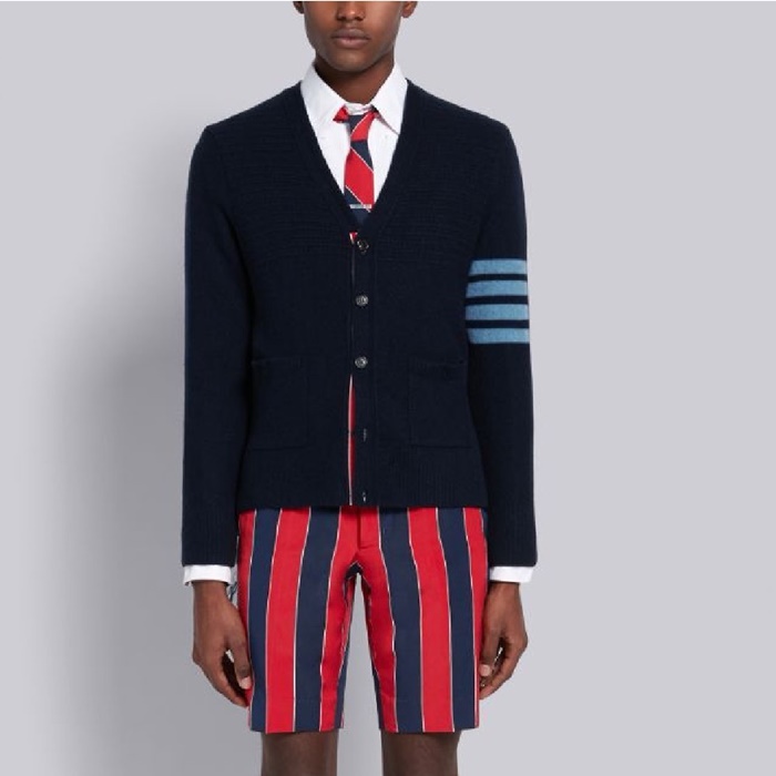 トムブラウンメンズネックネイビーカーディガンc1232