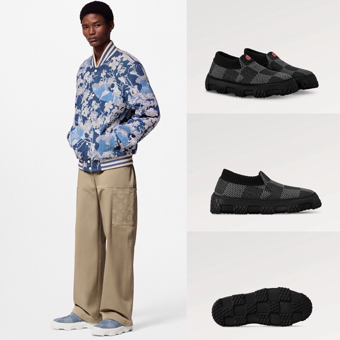 ルイヴィトンメンズダミエブラックローファーs1058