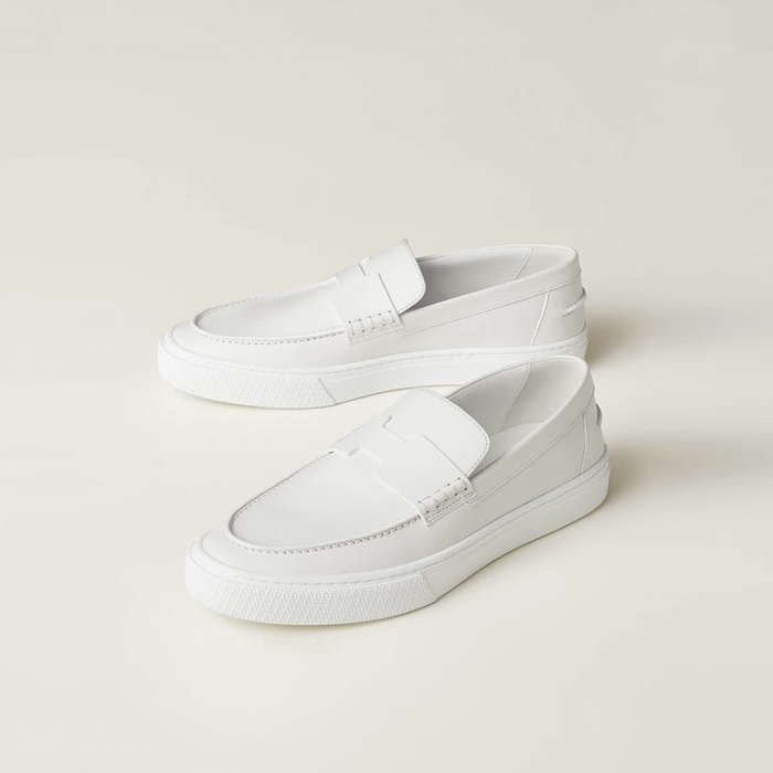 エルメスユニセックスホワイトローファーs1071