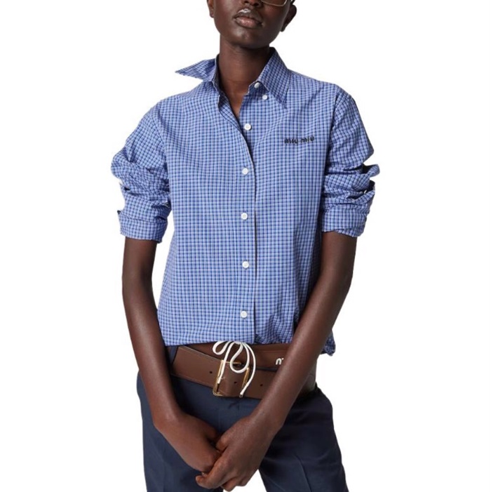 ミュウミュウレディースチェックシャツドレスシャツc1426