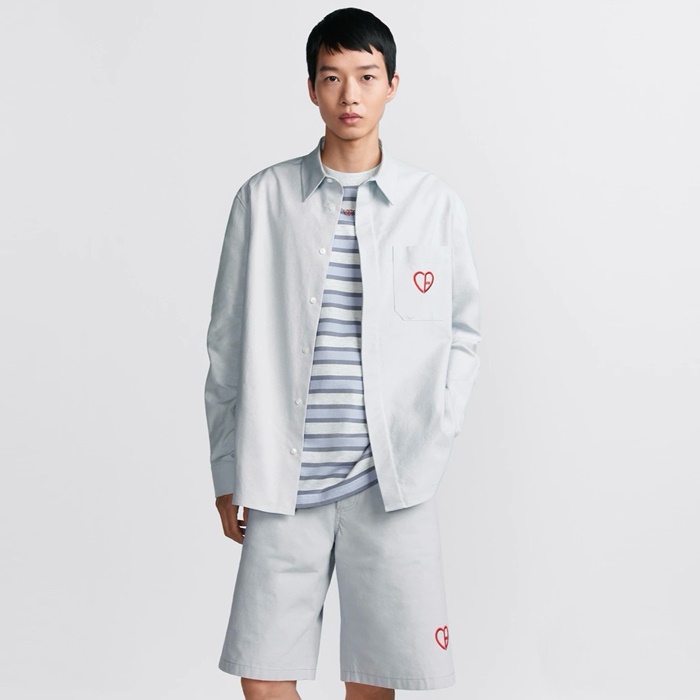 ディオールメンズブルーシャツドレスシャツc1495