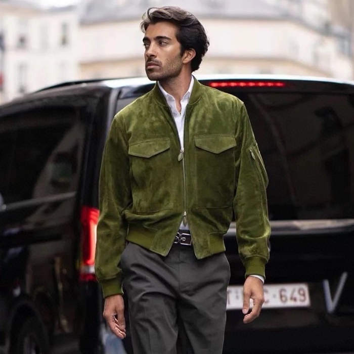 ベルルッティメンズカーキレザージャケットc1504